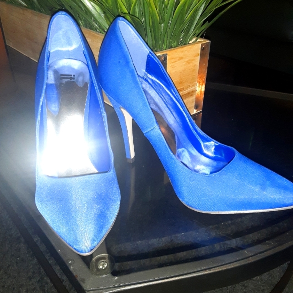 Beautiful Royal Blue Pumps with Silver insert